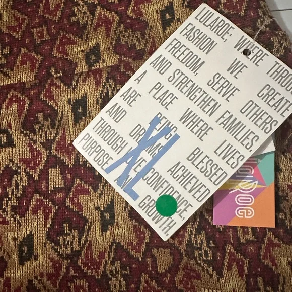 LuLaRoe Cassie Maroon and Gold Pencil Skirt, Size: XL - Picture 3 of 6